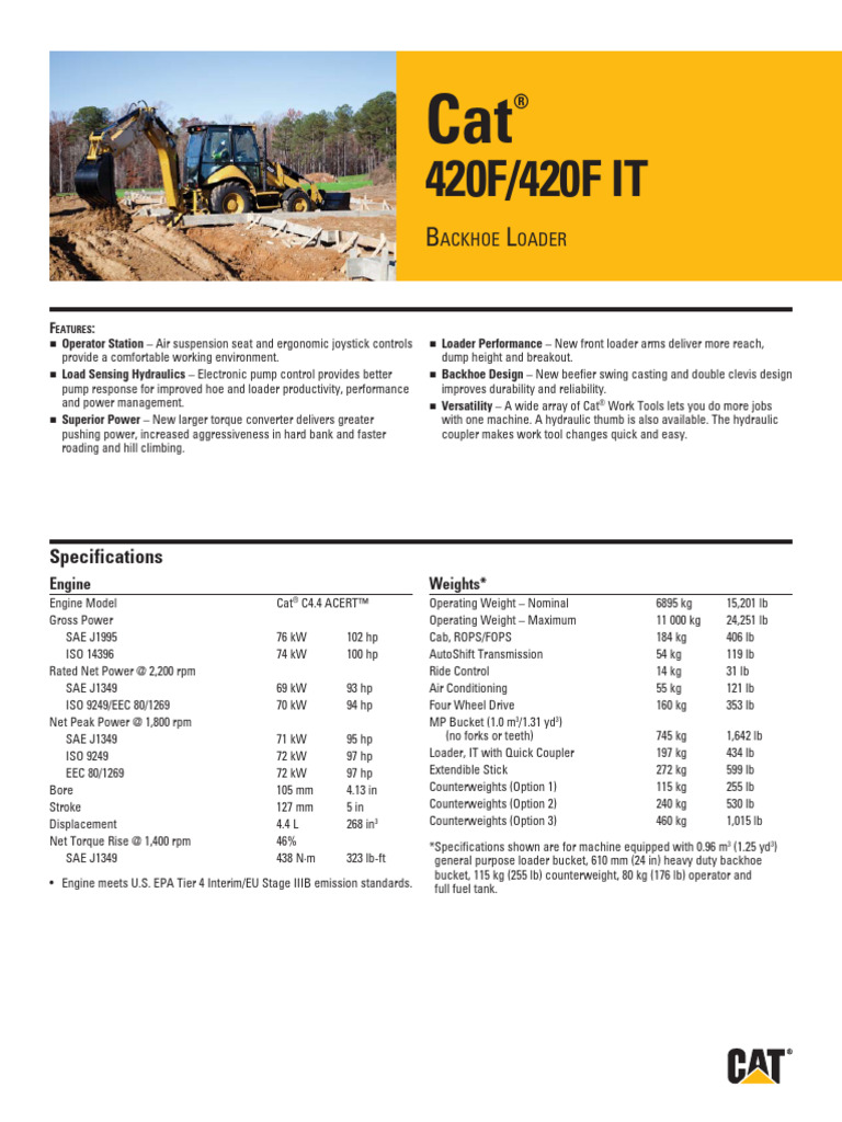 Cat 420F | PDF | Loader (Equipment) | Horsepower