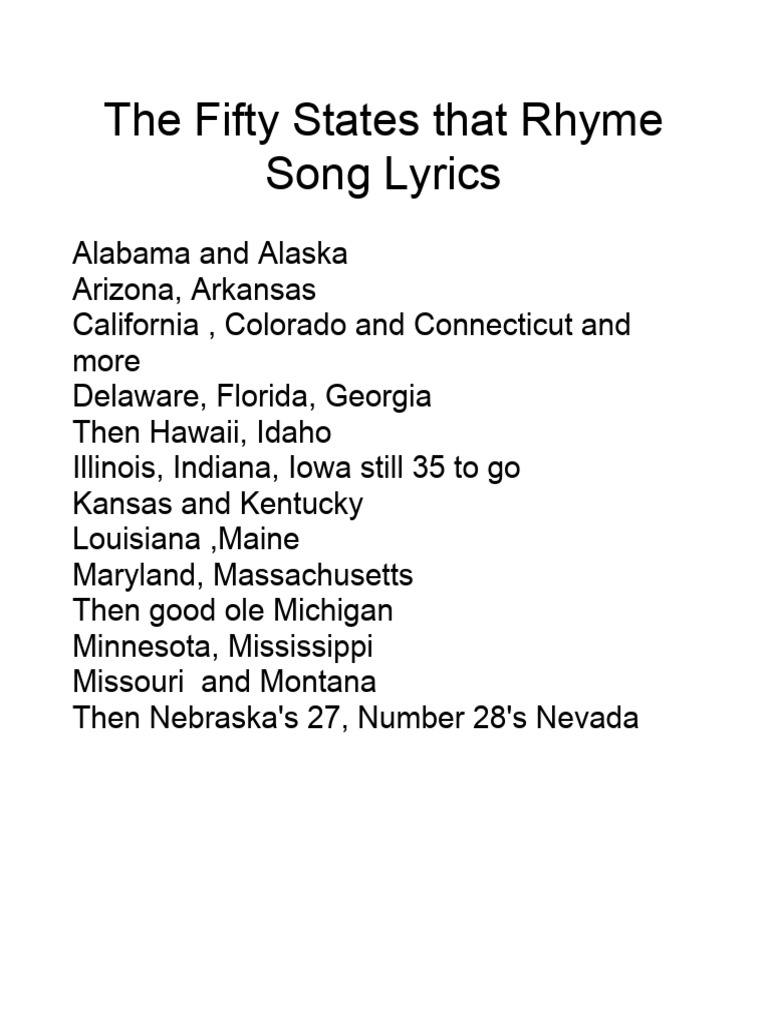 West States And Capitals Song