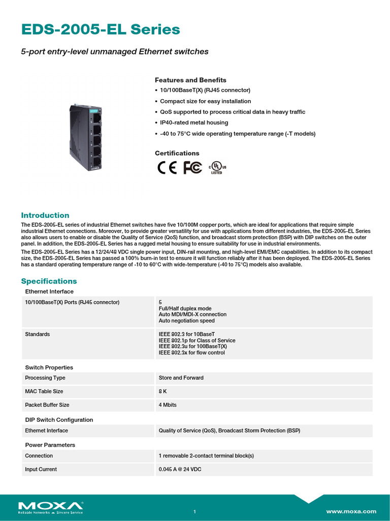 MOXA EDS-2000-EL-Series | PDF | Ethernet | Quality Of Service