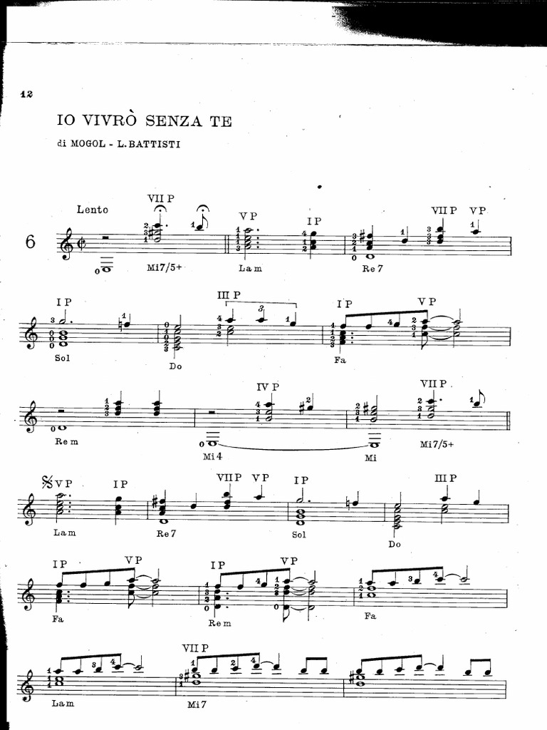 Io Vivro Senza Te-Chitarra | PDF