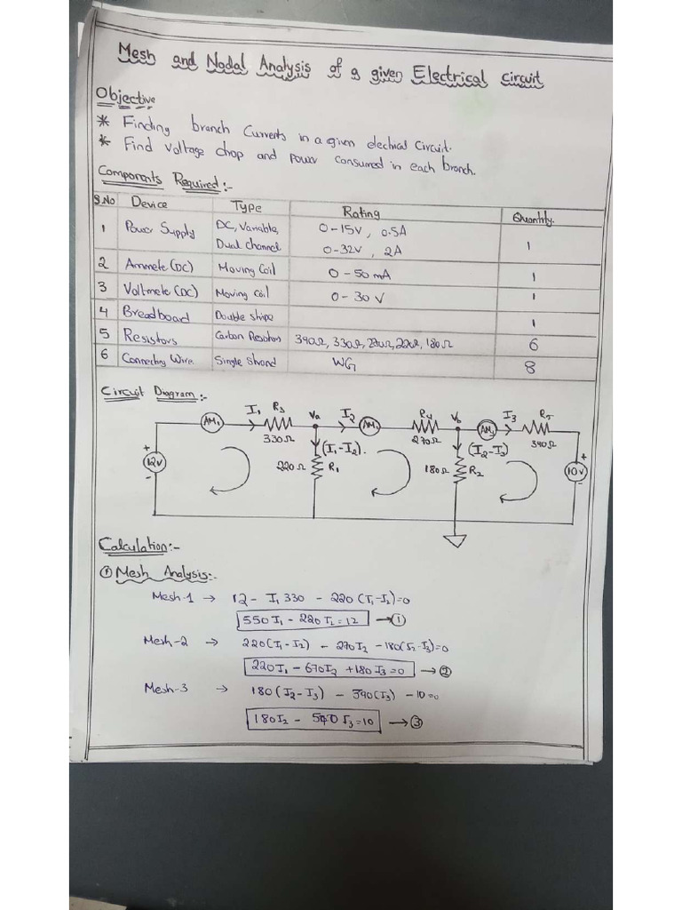 Beee experiment mesh and thevenins theorem pdf
