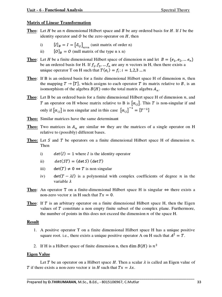 Spectral Theorem in Finite Dimensions | PDF | Hilbert Space | Vector Space