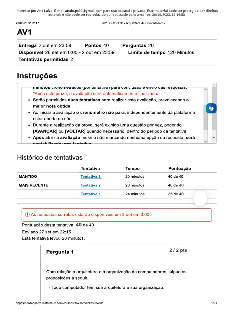 Av1 Arquitetura | PDF