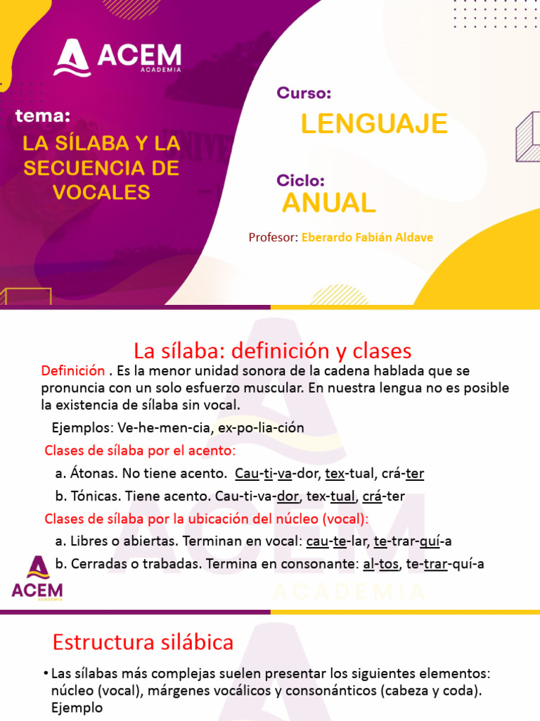 Sílaba y Secuencia de Vocales | PDF | Sílaba | Vocal