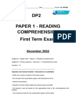DP2 Paper 1 - Reading Comprehension First Term Exam: December 2022