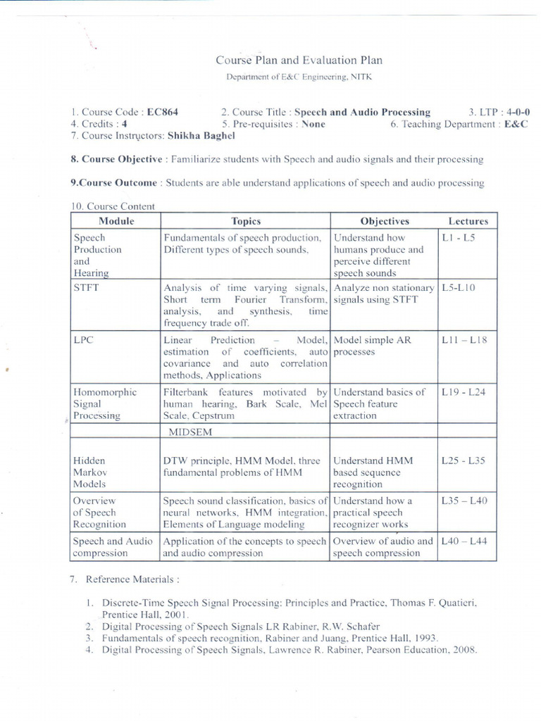 CoursePlan EC864 | PDF