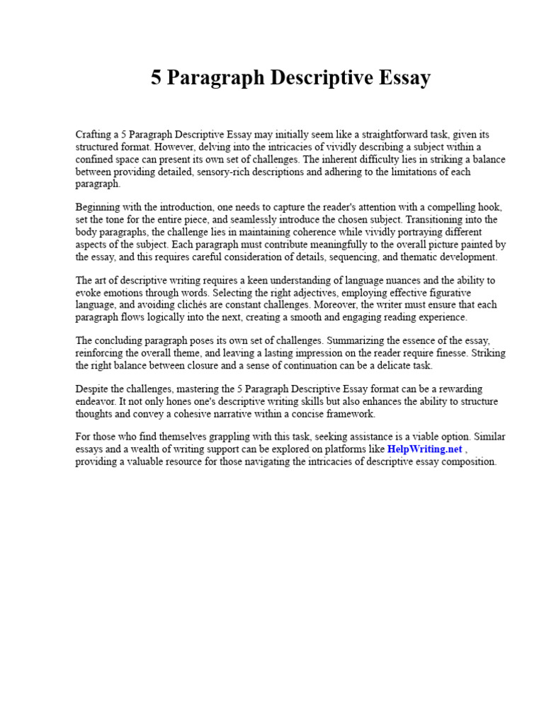 5 Paragraph Descriptive Essay | Download Free PDF | Enterprise Resource ...