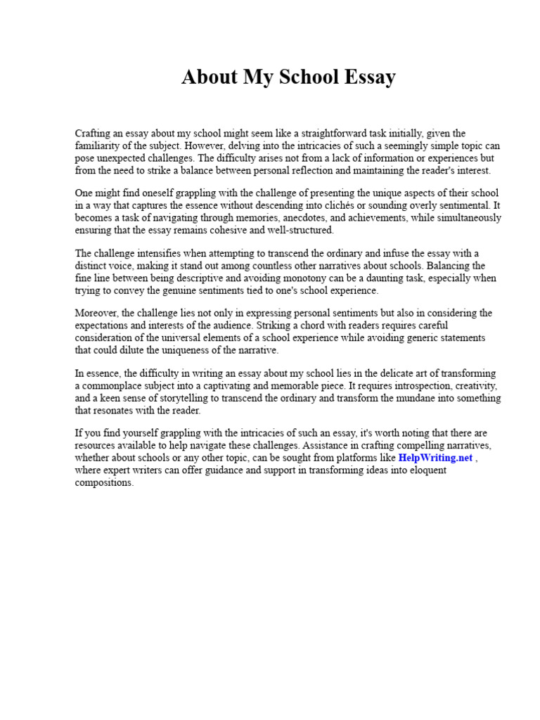 About My School Essay | PDF | Chiropractic | Magazine (Firearms)