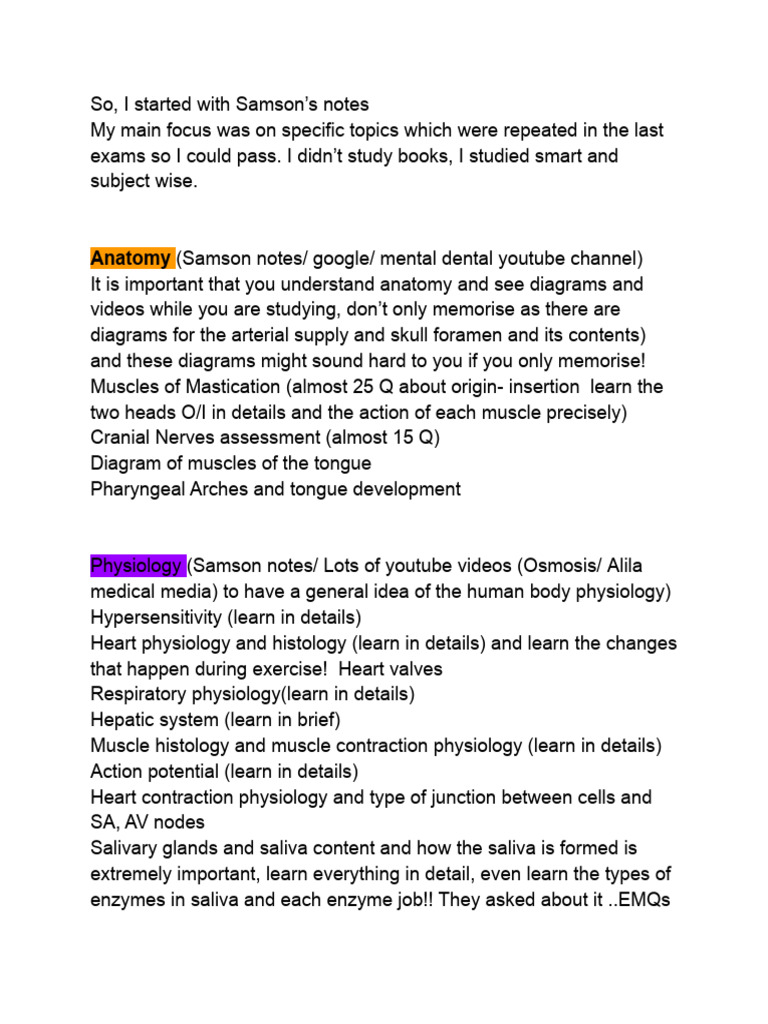 ORE Part 1 Study Guide Insights | PDF | Dentures | Heart