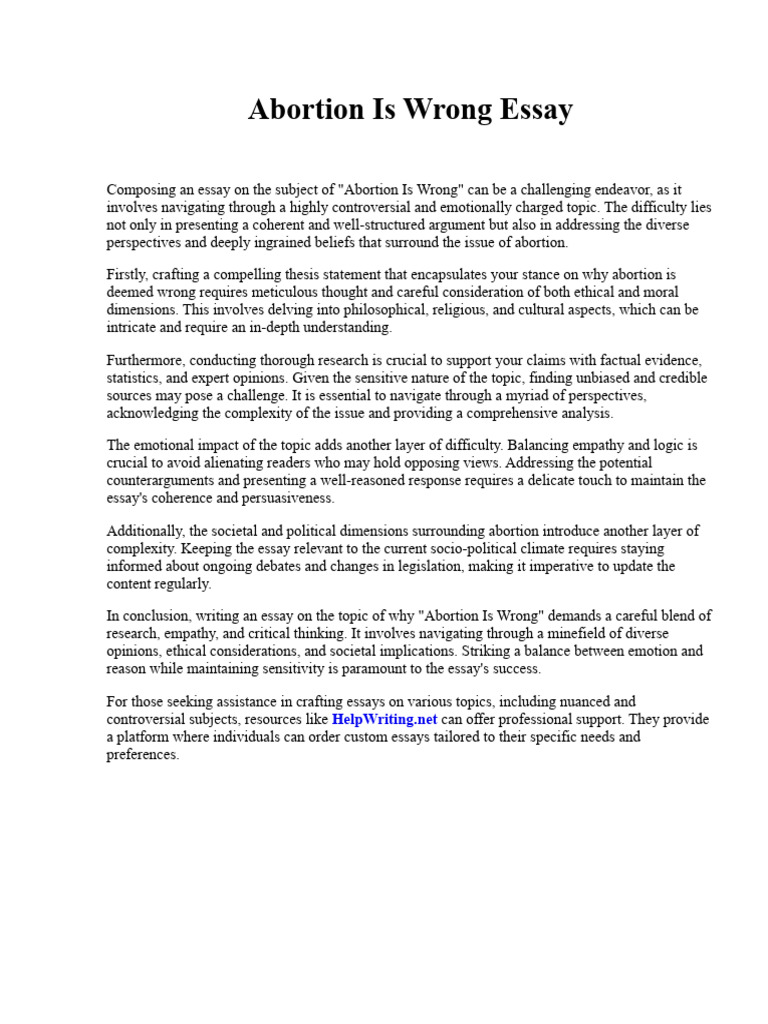 Abortion Is Wrong Essay | PDF | False Claims Act | Inductive Reasoning