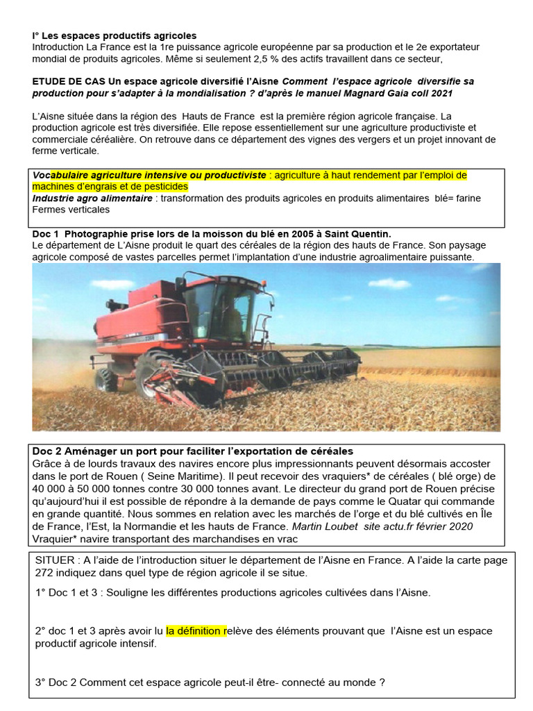 Espaces productifs agricoles en France | PDF | Agriculture ...