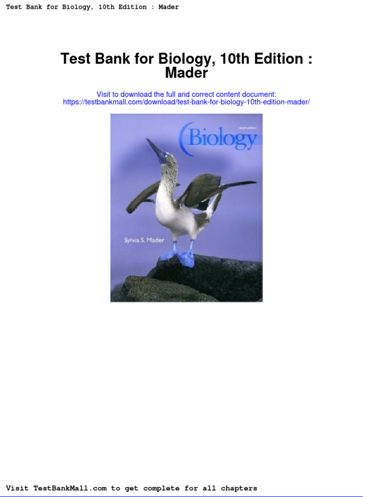 Full Test Bank For Biology 10Th Edition Mader PDF Docx Full Chapter ...