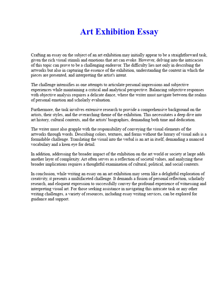 Art Exhibition Essay PDF Common Cold