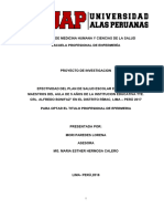 Efectividad Del Plan de Salud Escolar en Padres y Maestros Del Aula de 5 Años de La Institucion Educativa Tte. Crl. Alfredo Bonifaz" en El Distrito Rímac, Lima - Perú 2017