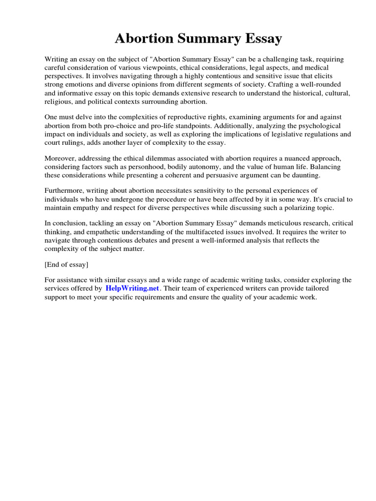 Abortion Summary Essay | PDF | Myocardial Infarction | Coronary Artery ...