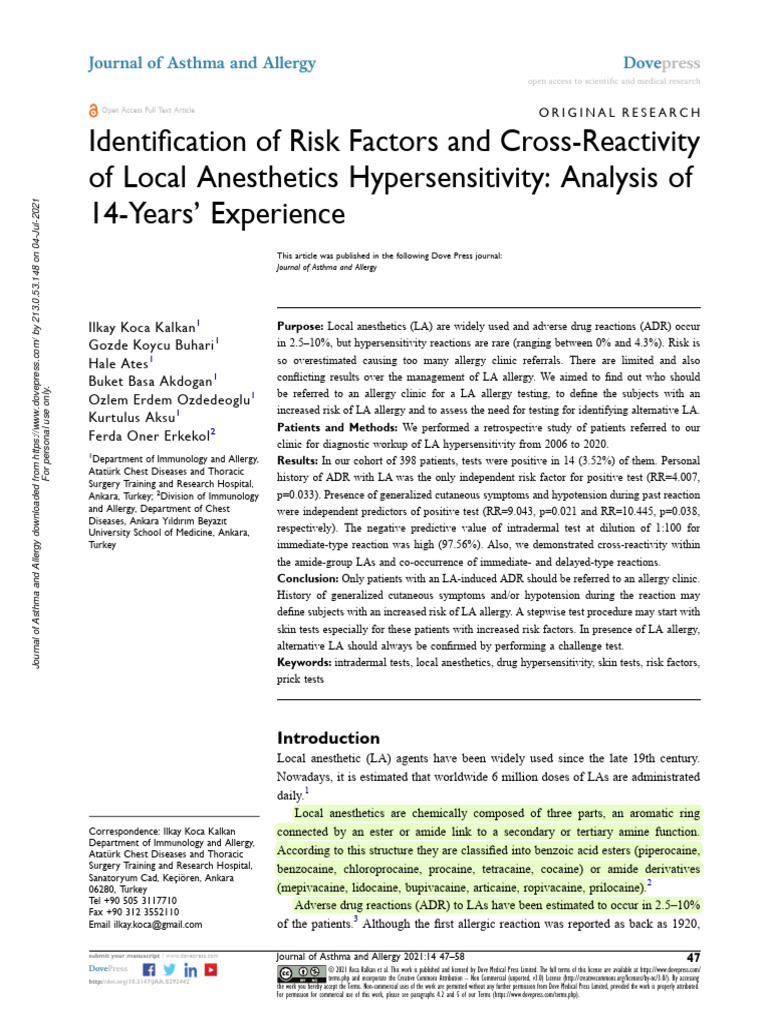 Identification of Risk Factors and CrossReactivity of local