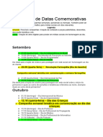 Calendário de Datas Comemorativas