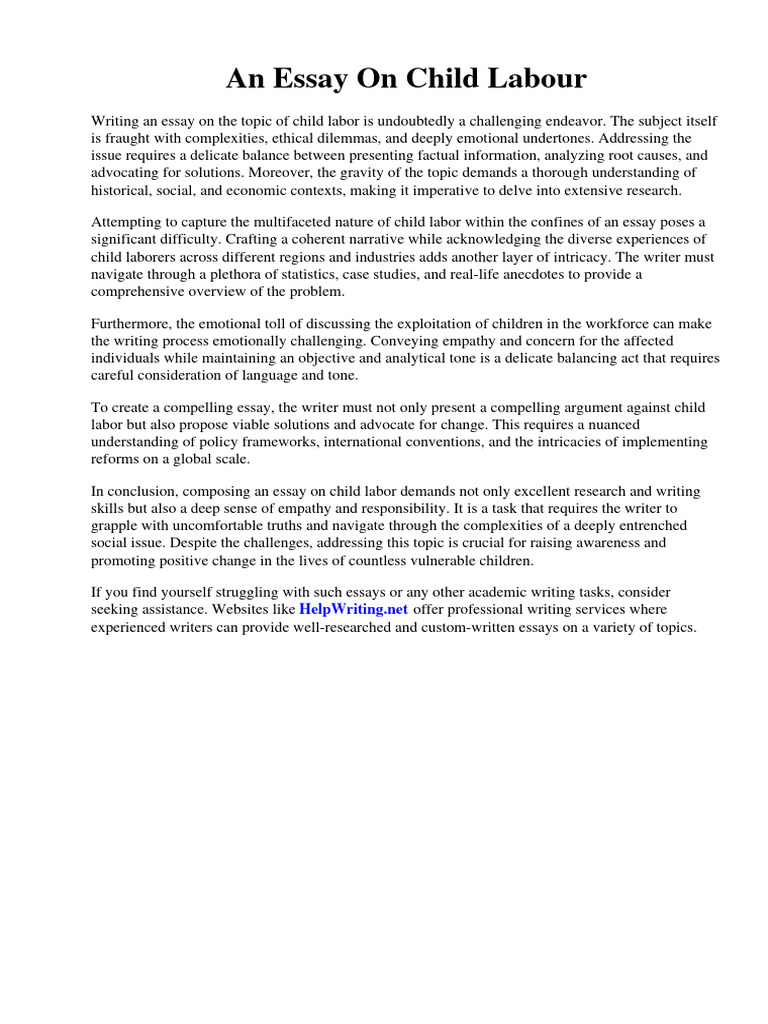 An essay on child labour pdf depolarization knitting