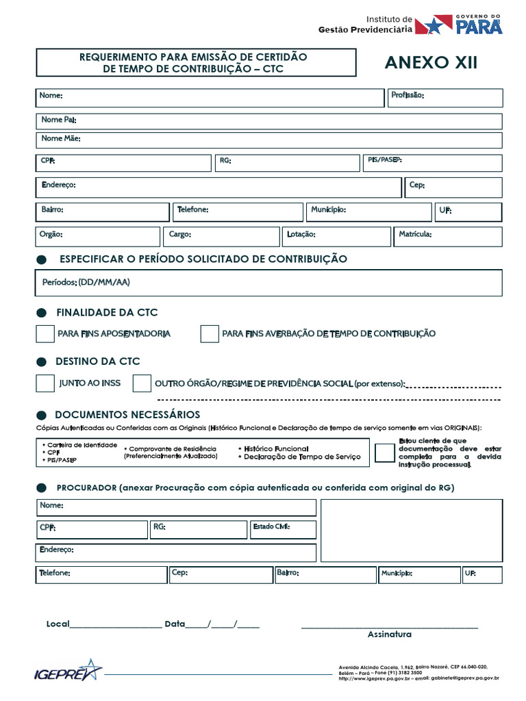 Anexo 12_Requerimento para Emissão de Certidão de Tempo de Contribuição ...