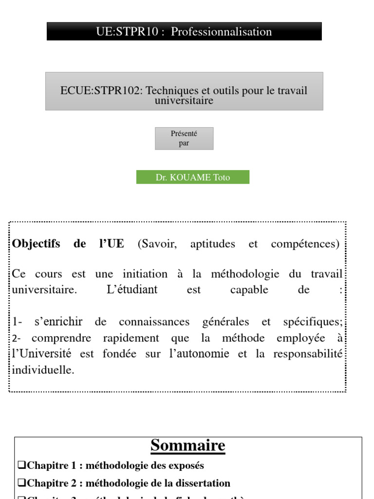 Méthodologie du travail universitaire | PDF | Recherche d'information ...