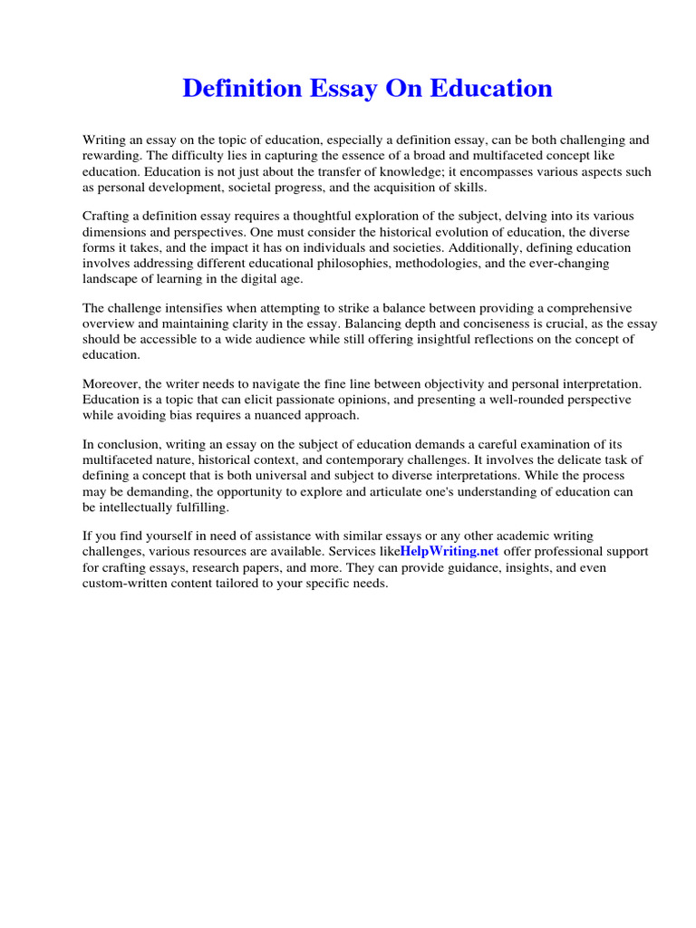Definition Essay on Education | PDF | The Great Gatsby | Essays