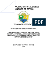 TDR - Saneamiento Físico Legal - Terreno Vivero Dist. Cayran Ok