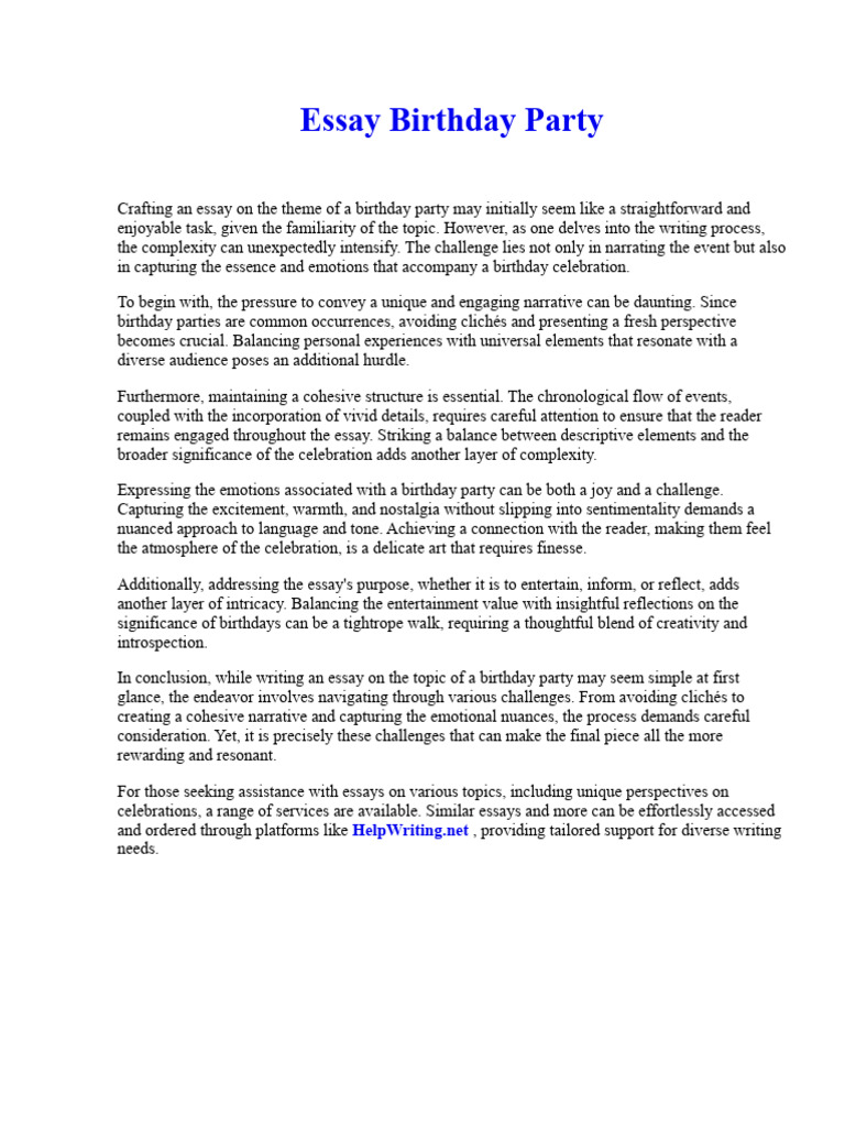 my friend birthday party essay for class 6 pdf