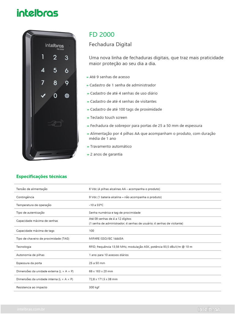 Manual da Fechadura Digital FD 2000 | PDF | Senha | Identificação de ...