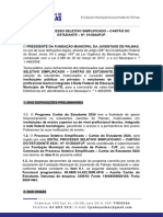 Edital Processo Seletivo Simplificado - Cartao Do Estudante - N - 01 2024 Fjp.