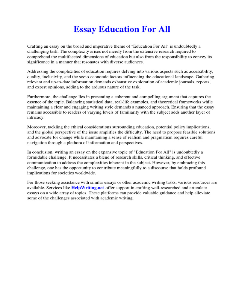Education For All Pdf