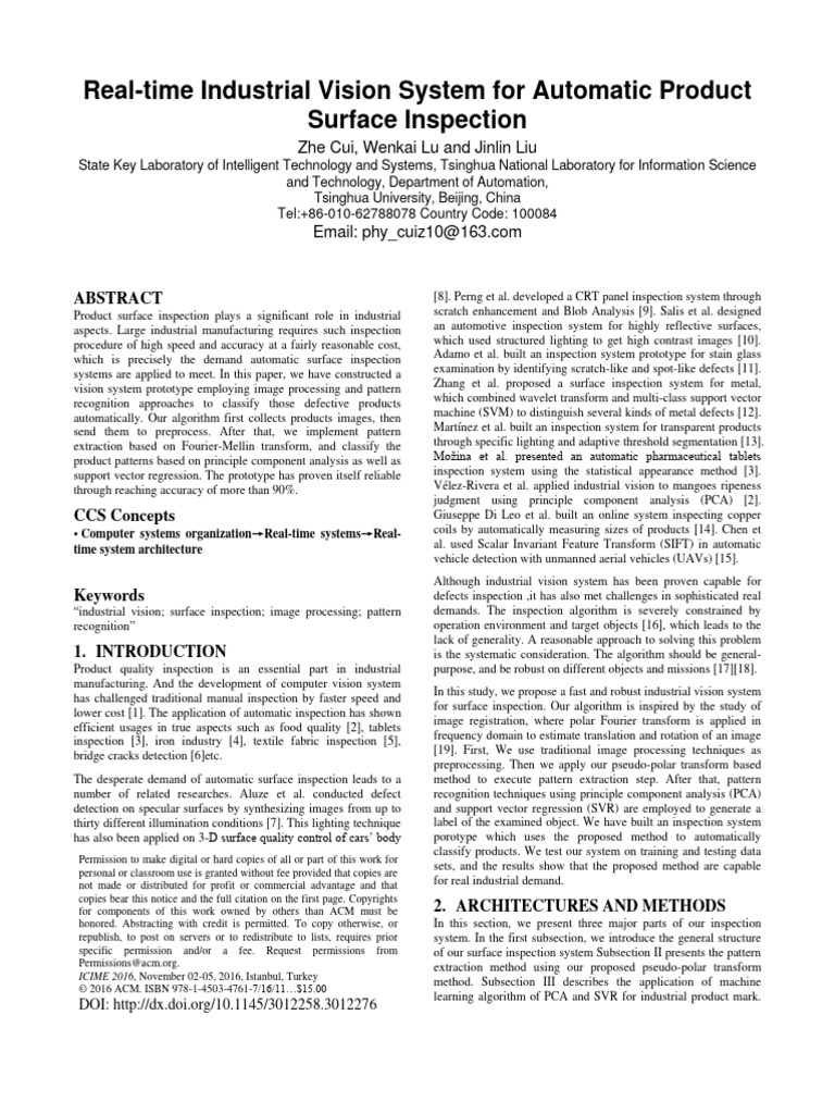 Real-Time Industrial Vision System For Automatic Product Surface ...