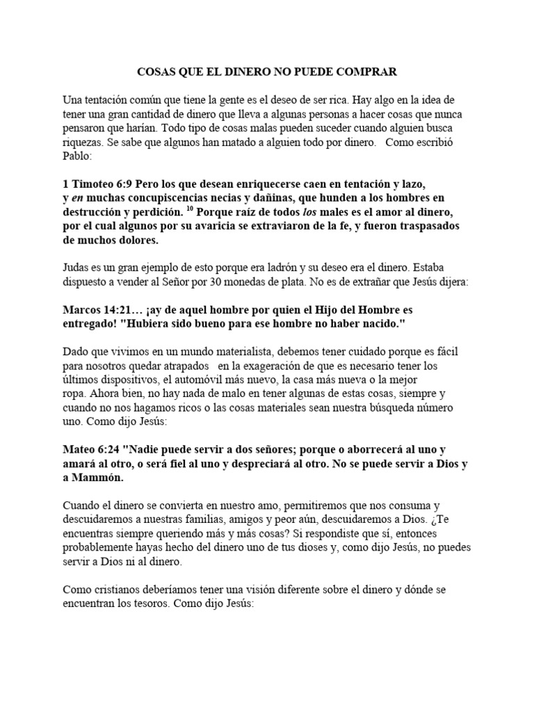Cosas Que El Dinero No Puede Comprar | PDF | David | Saulo