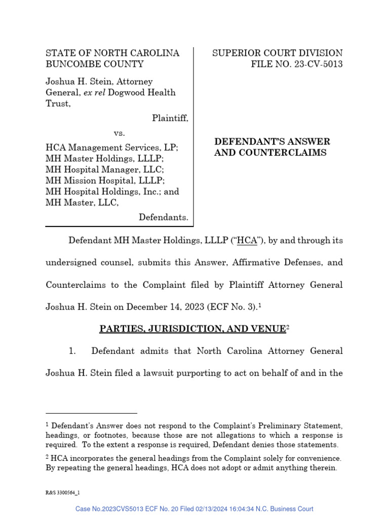 North Carolina Court Case: HCA vs. Attorney General | PDF | Emergency ...