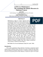 Post Divorce Maintenance Rethinking and Re Examining The Islamic Discourse in Pakistani Context