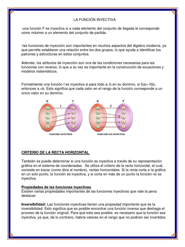 Funciones Inyectivas y Sus Usos | PDF | Función (Matemáticas ...