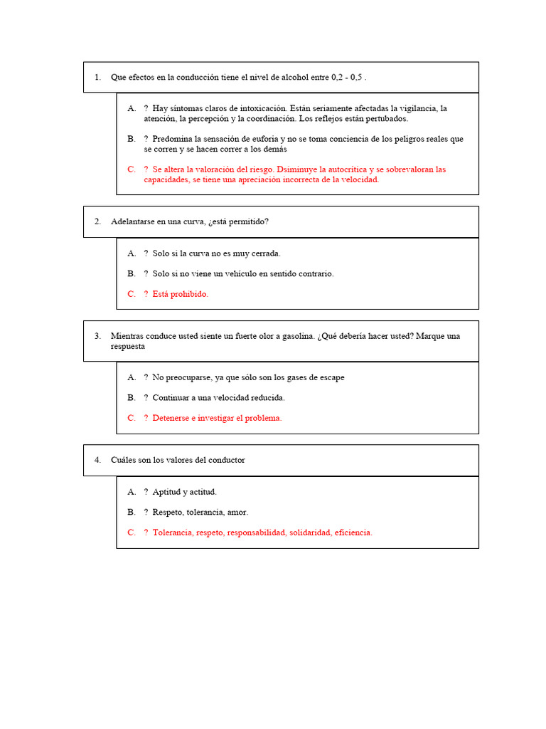 Examen Teorico Pdf Licencia De Conducir Semáforo