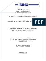 Manuales Ref. Asbsolutas, Relativas y Mixtas Kevin Zahir Rosales Duarte Informatica1 2 A