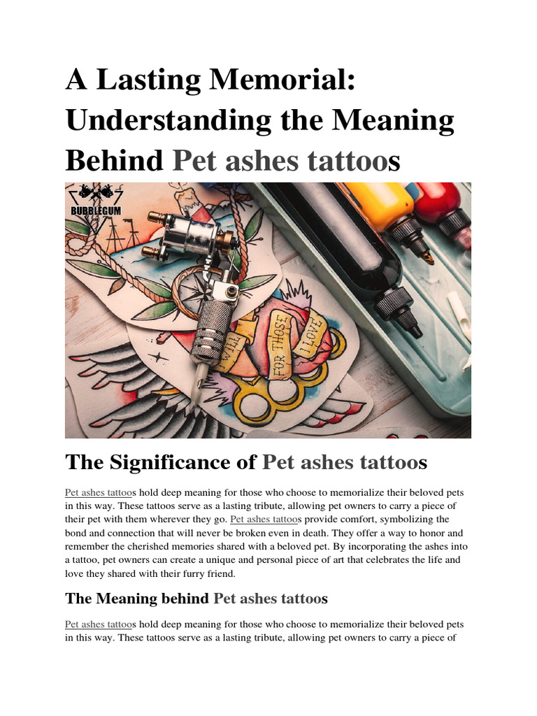 Pet Ashes Tattoo PDF Sterilization (Microbiology) Tattoo