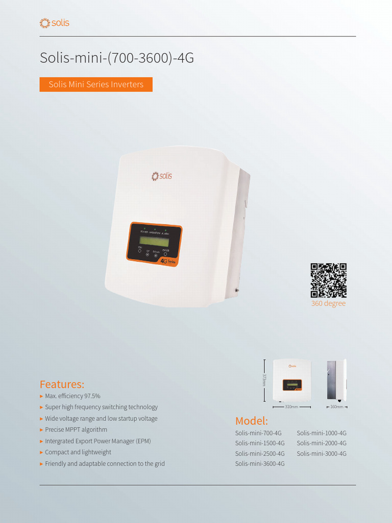 Solis Mini 700-3600 4G Inverter Datasheet | PDF | Electronic ...
