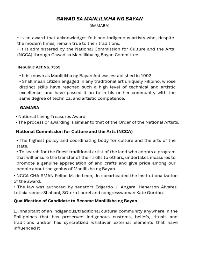 GAMABA: Honoring Folk Art Masters | PDF | Philippines