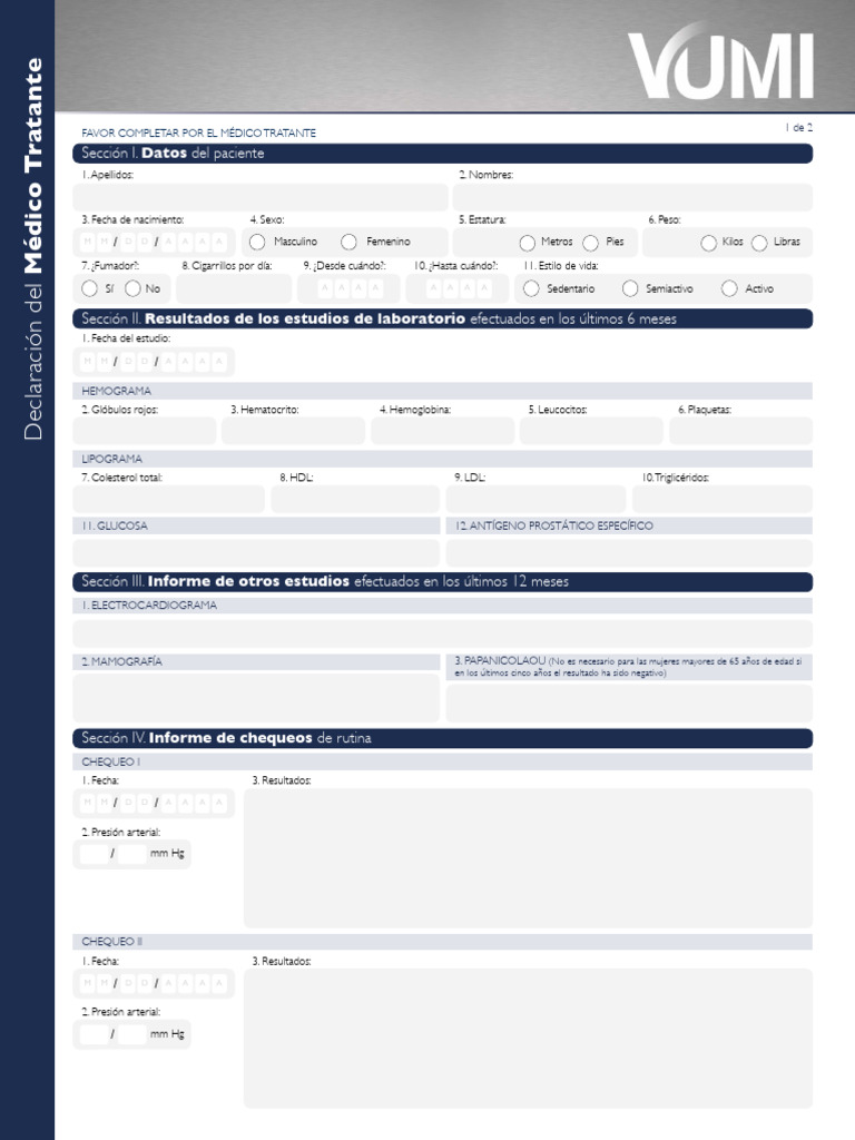 Informe Medico Vumi | PDF | Medicina CLINICA | Especialidades Medicas