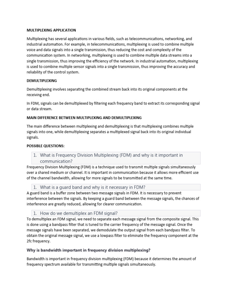 Applications of Multiplexing Techniques | PDF | Multiplexing ...