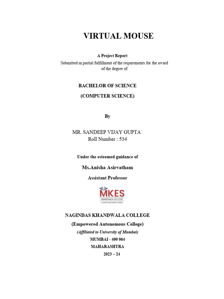 AI Virtual Mouse Project Report | PDF | Artificial Intelligence ...