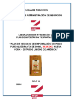 "Plan de Negocio de Exportación de Pisco Puro Quebranta de 500ml Al Condado de Manhatan