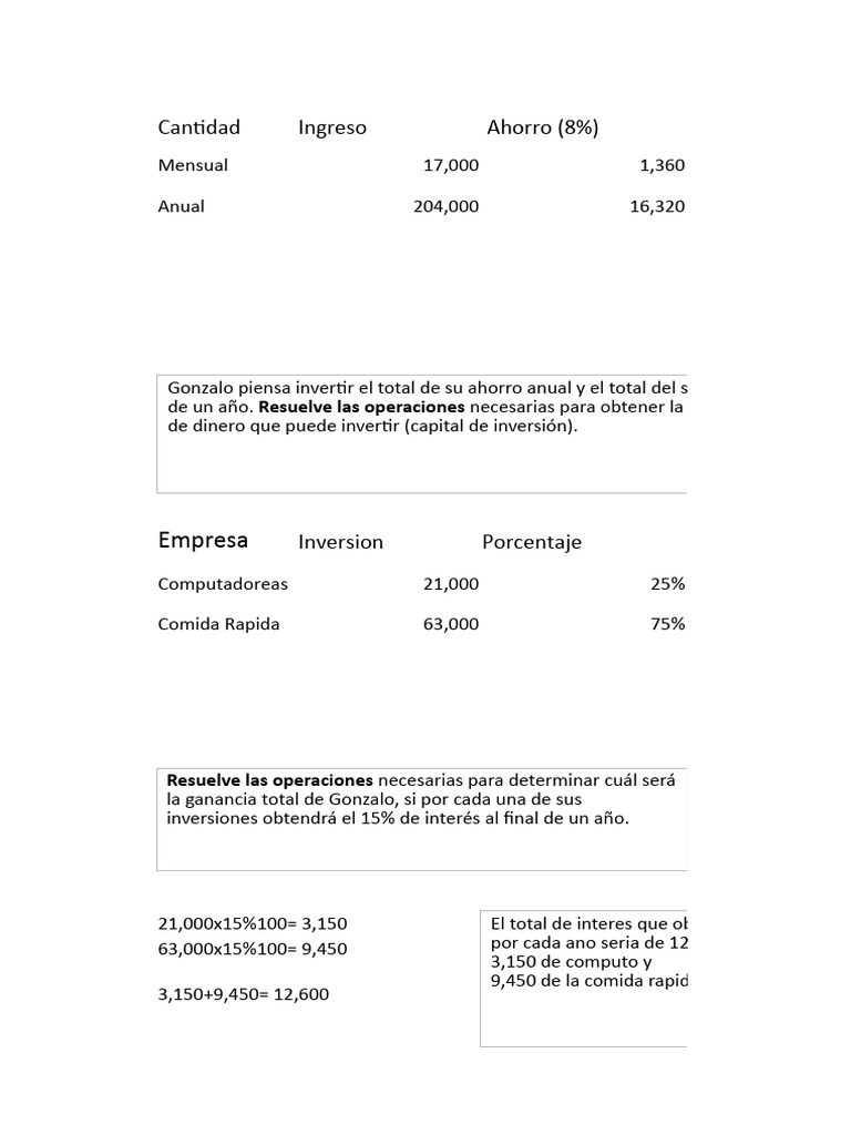 Actividad Integradora Módulo 11: Ahorro e Inversión | PDF | Interés ...