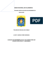 Cuidado de Enfermeria en El Pos Operatorio de Cáncer Urológico