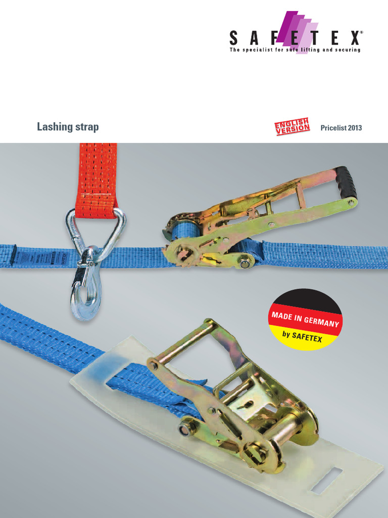 SAFETEX Lashing Strap Overview 2013 | PDF | Cargo | Manufactured Goods