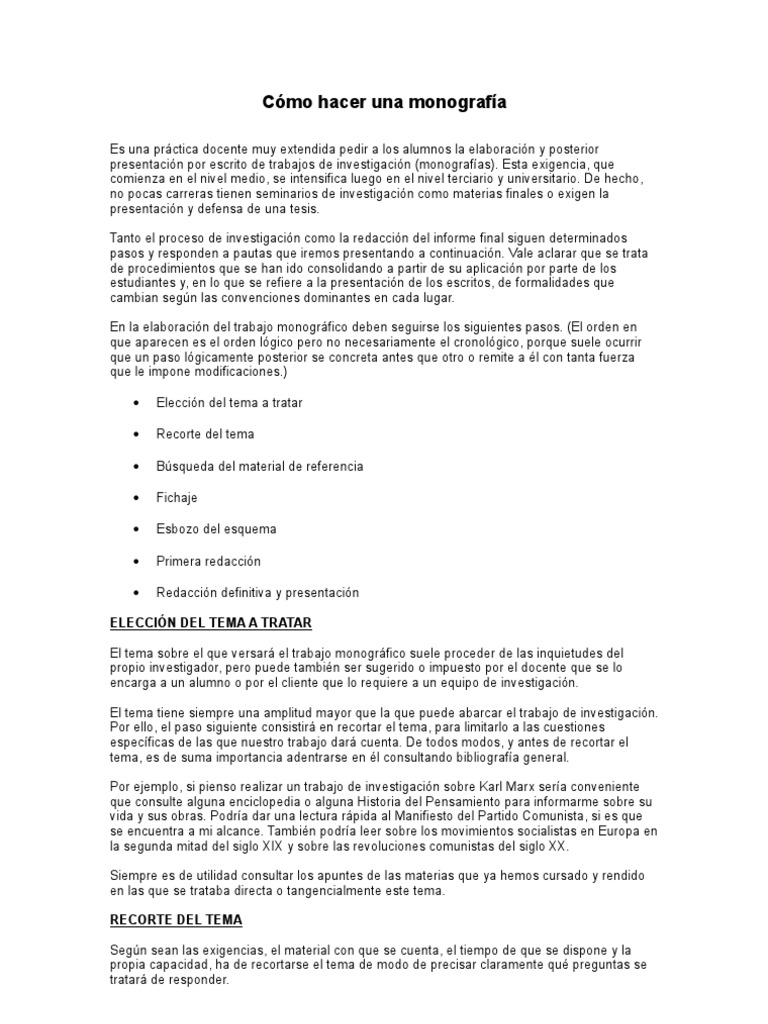 Cómo Hacer Una Monografía Libros Bibliografía