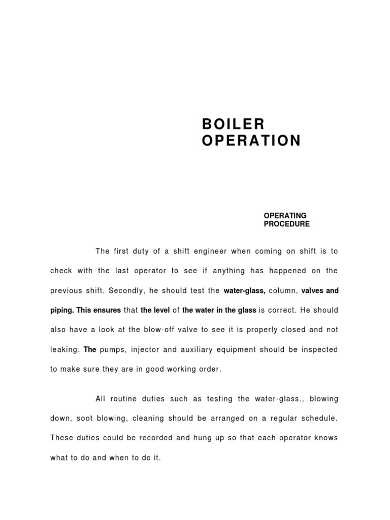 Boiler Operation Procedures Guide | PDF | Steam Power | Gases