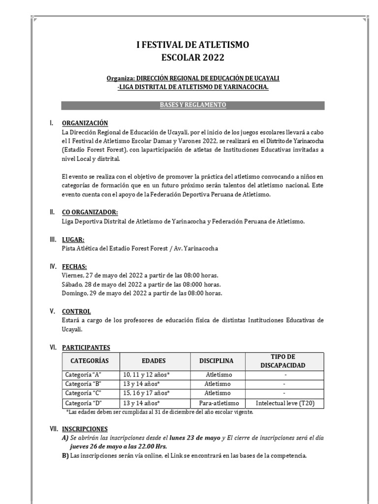 BASES | PDF | Deporte del atletismo | Deportes individuales